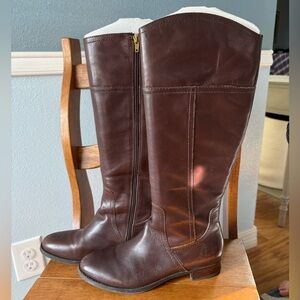 Audrey Brooke ABTayler Brown Leather Knee-High Zipper Boots 8 M